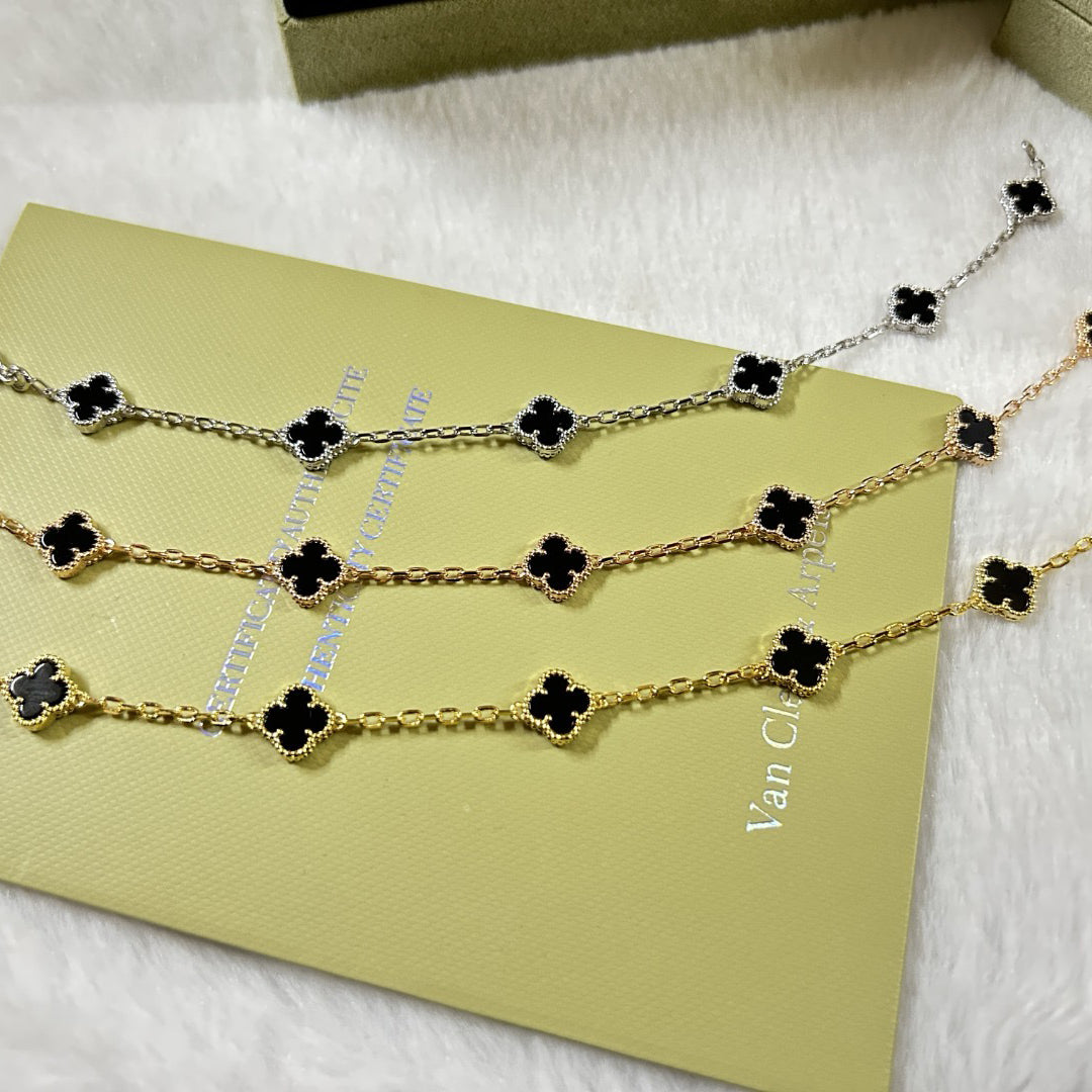 [AuraEcho]CLOVER 6 MOTIF  ONYXS BRACELET