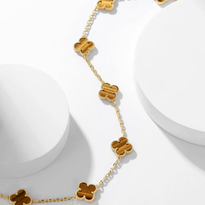[AuraEcho]CLOVER 10 MOTIFS TIGER EYE NECKLACE