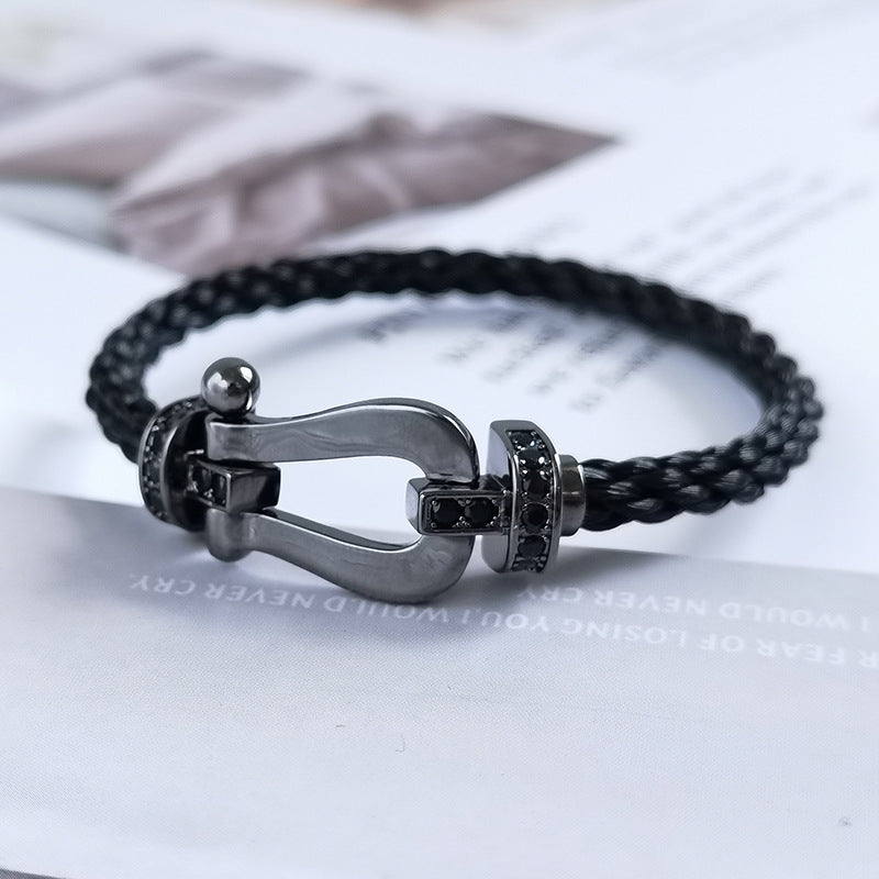 [AuraEcho]FORCE LARGE SERIES HORSESHOE BLACK SAMURAI BRACELET