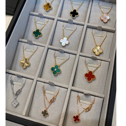 [AuraEcho]CLOVER 15MM MALACHITE SINGLE FLOWER  NECKLACE