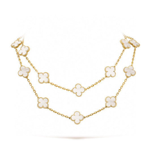 [AuraEcho]CLOVER 20 MOTIFS WHITE MOP NECKLACE