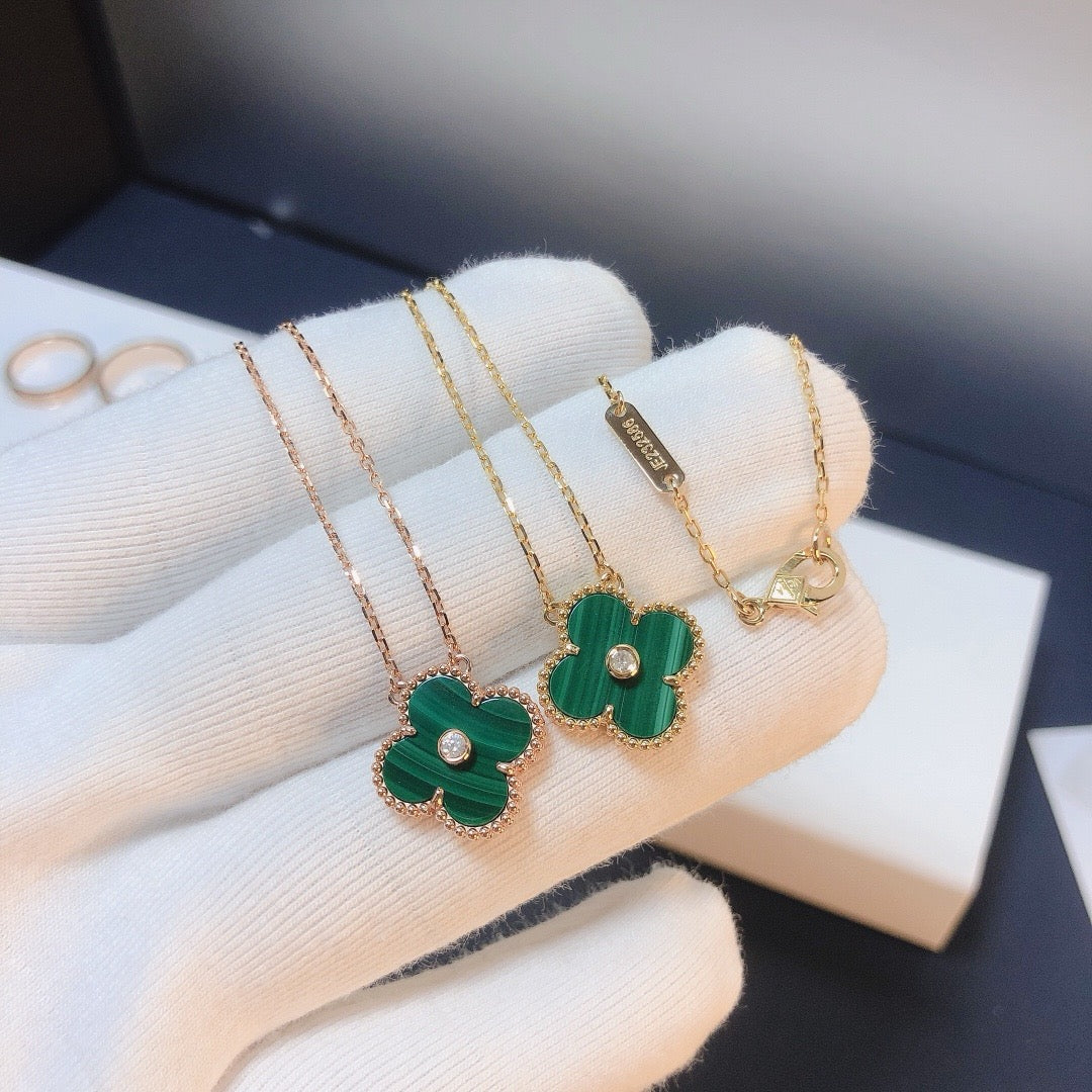 [AuraEcho]CLOVER 15MM DIAMOND TURQUOISE NECKLACE
