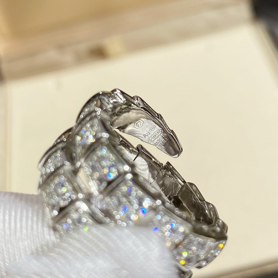 [AuraEcho]SERPENTI DOUBLE RING SILVER DIAMOND PAVED