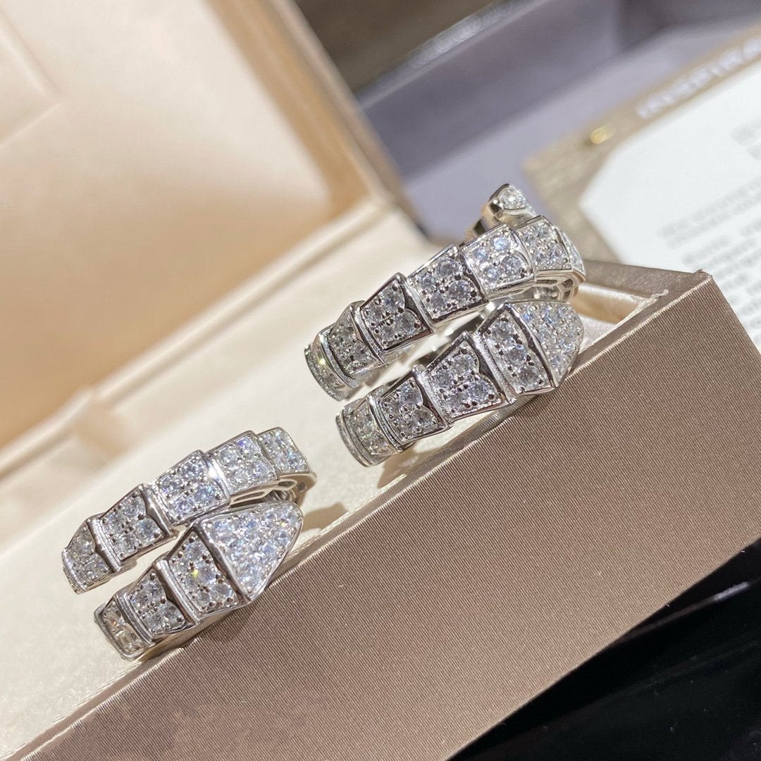 [AuraEcho]SERPENTI DOUBLE RING SILVER DIAMOND PAVED