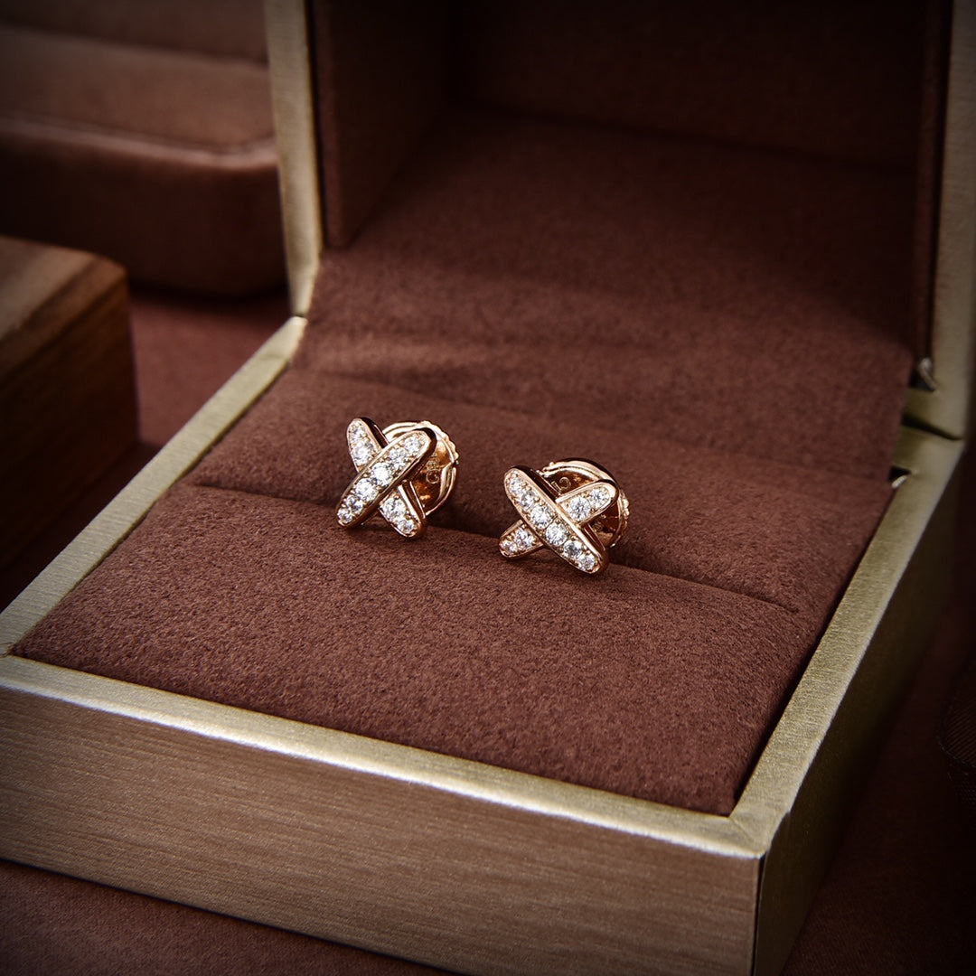 [AuraEcho]JEUX DE GOLD DIAMOND EARRINGS