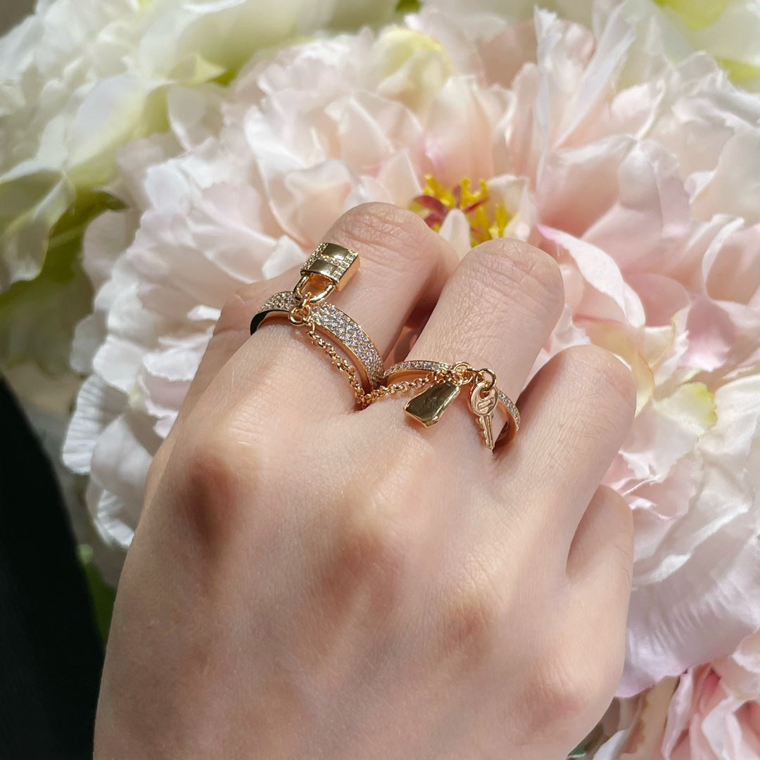 [AuraEcho]HM KELLY CLOCHETTE DOUBLE RING IN  WITH DIAMONDS