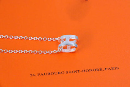 [AuraEcho]HM NECKLACE H LETTER OVAL SERIES