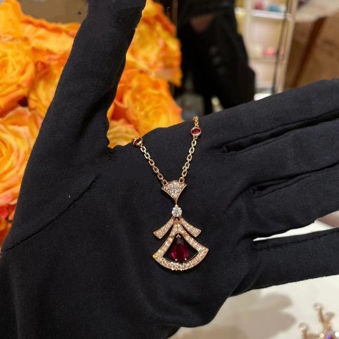 [AuraEcho]DREAM NECKLACE CARNELIAN DIAMOND PINK GOLD