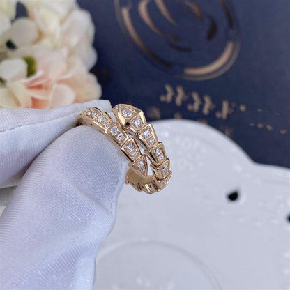 [AuraEcho]SERPENTI RING PINK GOLD DIAMOND PAVED 4MM