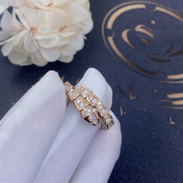 [AuraEcho]SERPENTI RING PINK GOLD DIAMOND PAVED 4MM