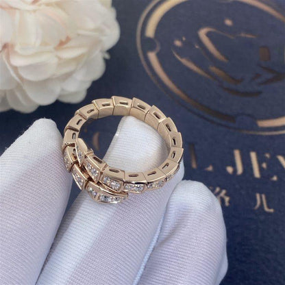 [AuraEcho]SERPENTI RING PINK GOLD DIAMOND PAVED 4MM