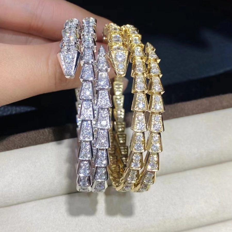 [AuraEcho]SERPENTI BRACELET GOLD DIAMOND DOUBLE ROW