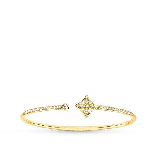 [AuraEcho]IDYLLE GOLD OPEN BRACELET DIAMOND PAVED