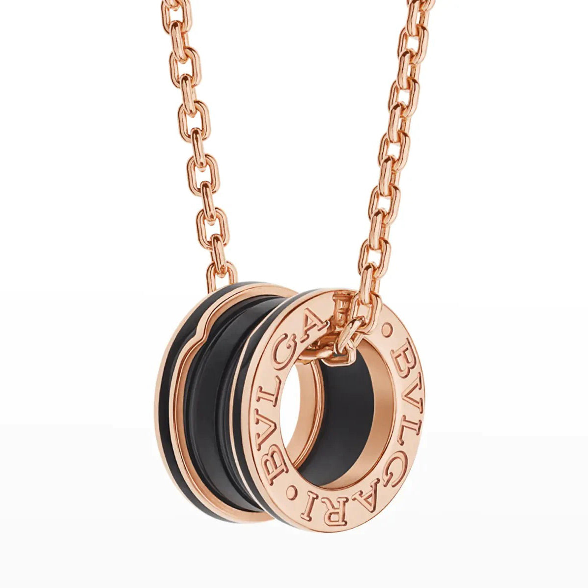[AuraEcho]ZERO 1 BLACK CERAMIC PINK GOLD NECKLACE