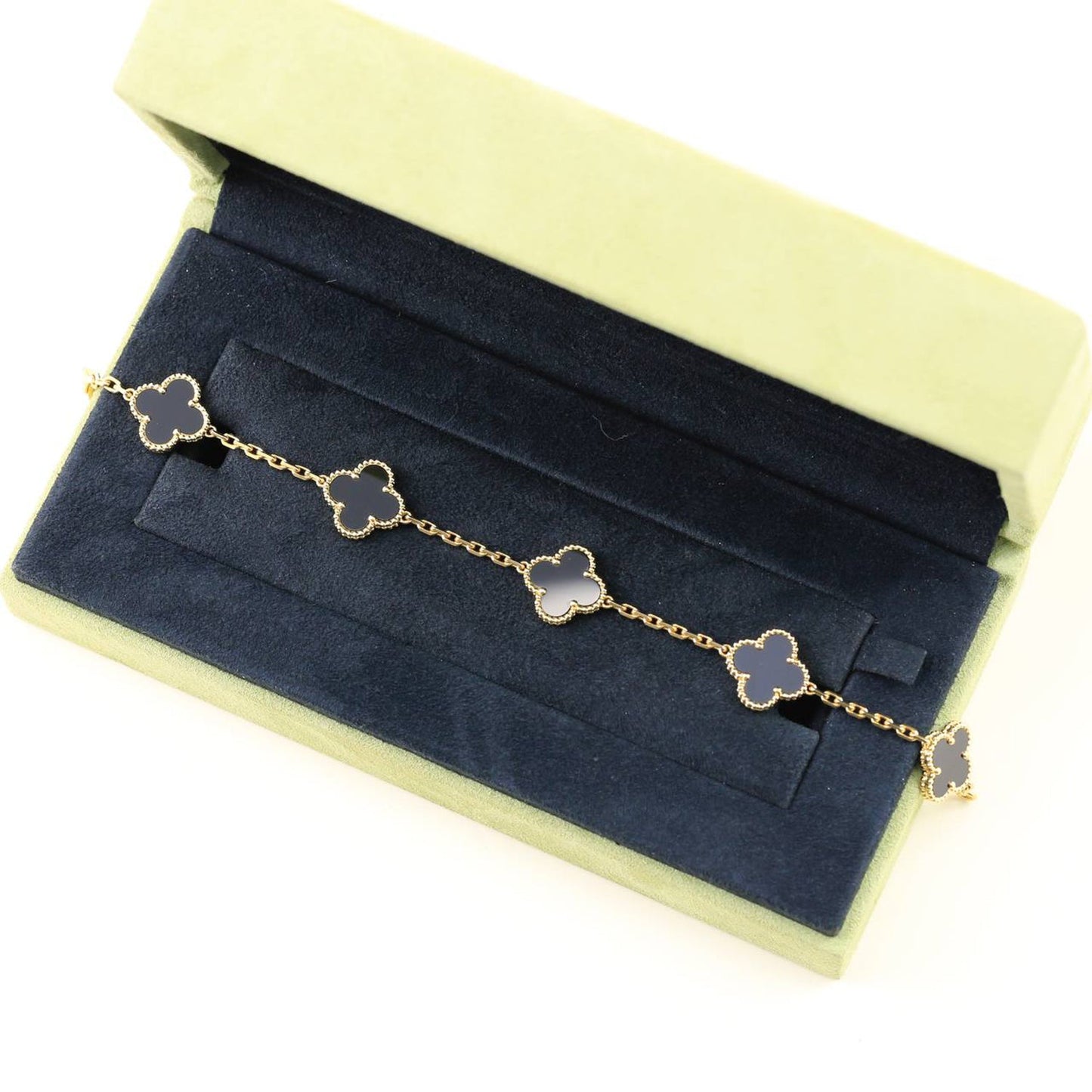 [AuraEcho]CLOVER  5 MOTIFS BLACK ONYX BRACELET