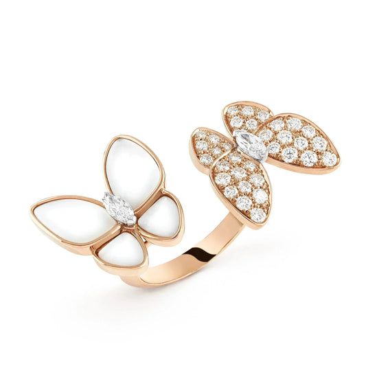 [AuraEcho]TWIN BUTTERFLY DIAMOND MOP RING